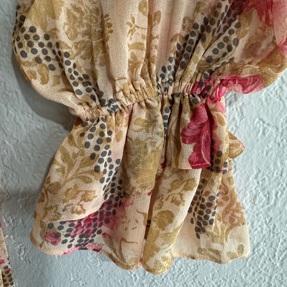 Free People Multicolor Floral Boho Maxi Dress Smocked Waist XS - Picture 12 of 16